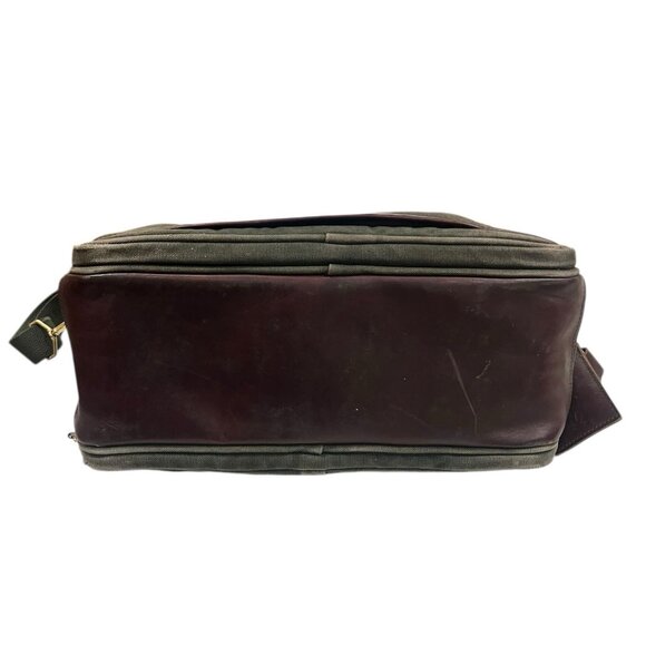 Vintage Orvis Canvas & Leather Duffle Travel Messenger Bag Green Brown 16” - Picture 9 of 16
